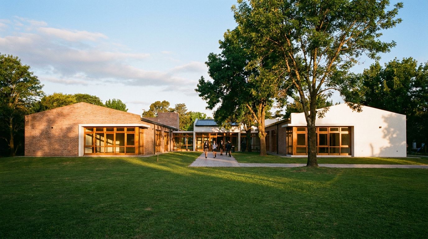 Exterior del colegio al atardecer